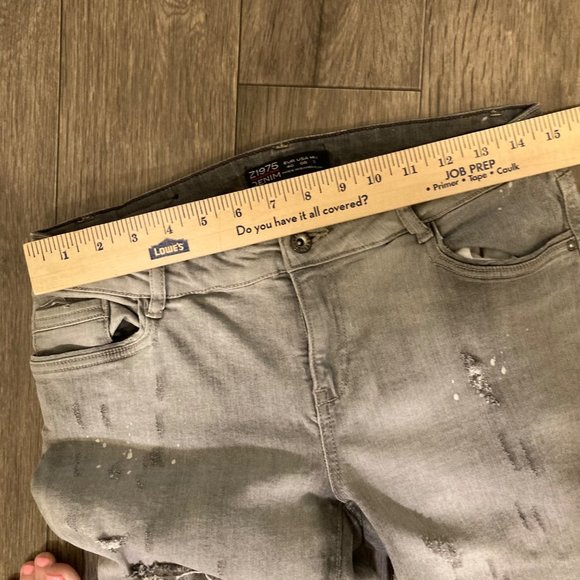 Zara Basic Z1975 Denim 8 Skinny Moto Zipper Ankle Jeans Distressed Gray - Picture 5 of 8